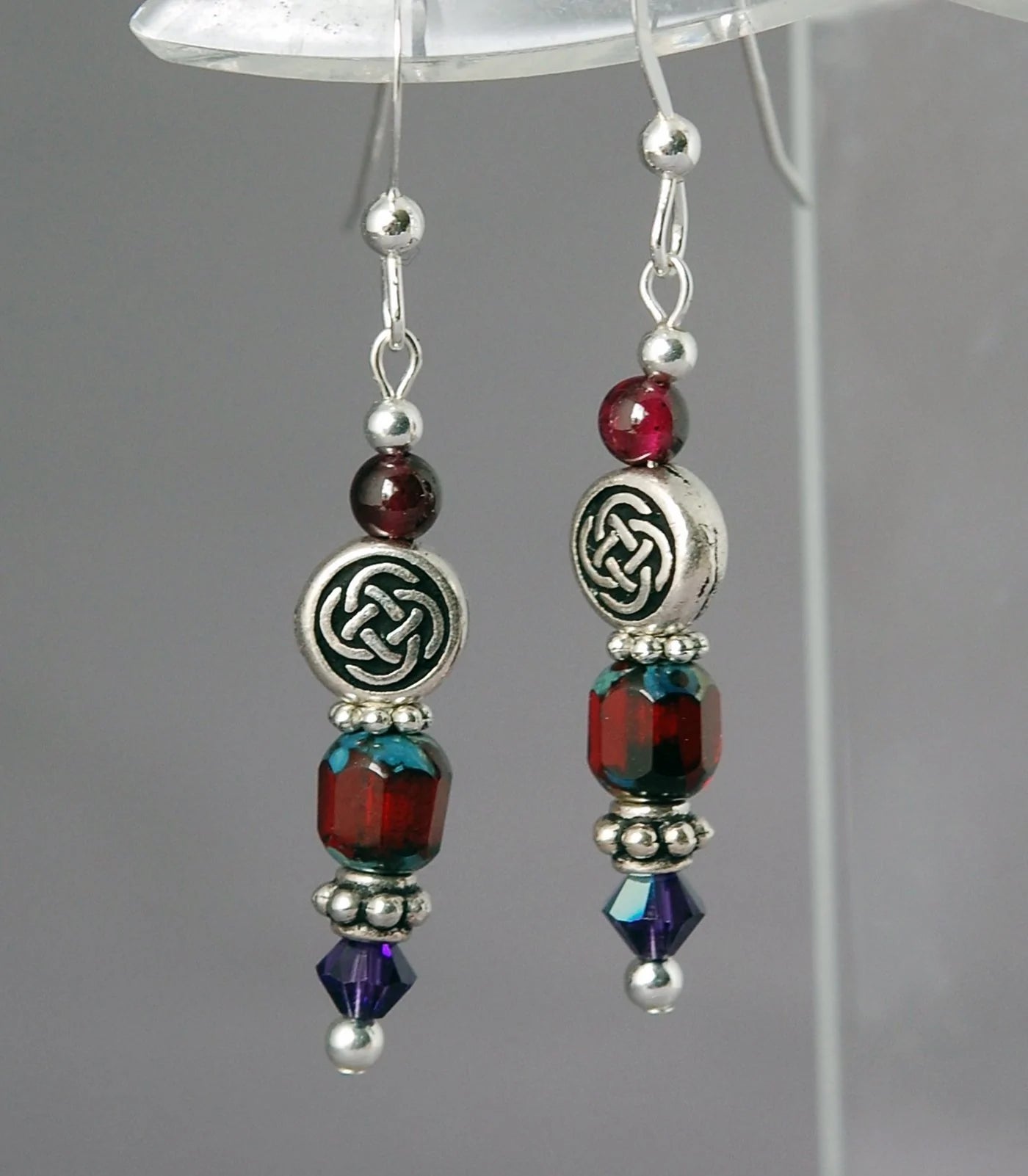 Cruthú Garnet Celtic Knot Earrings - The Celtic Gift Store - Earrings
