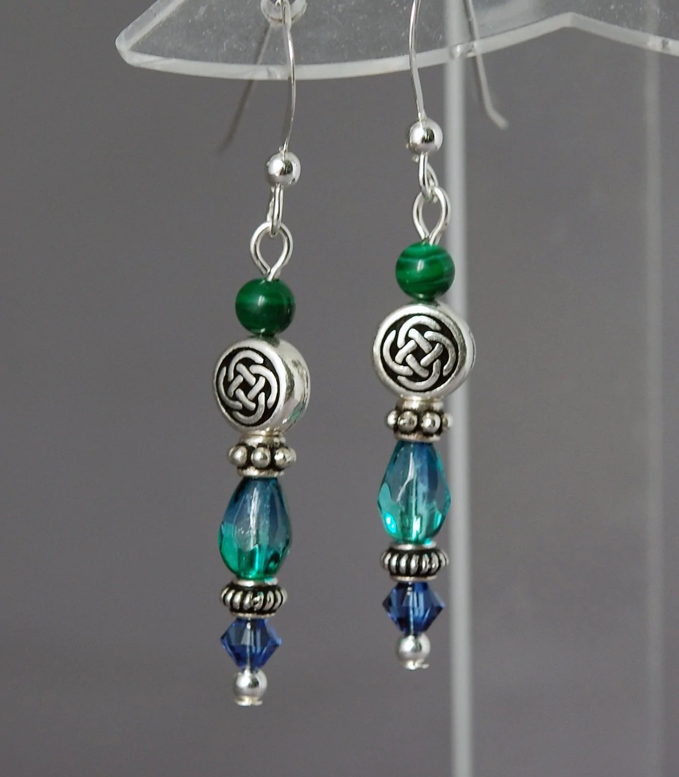 Cruthú Ocean Vortex Malachite Celtic Knot Earrings - The Celtic Gift Store - Earrings
