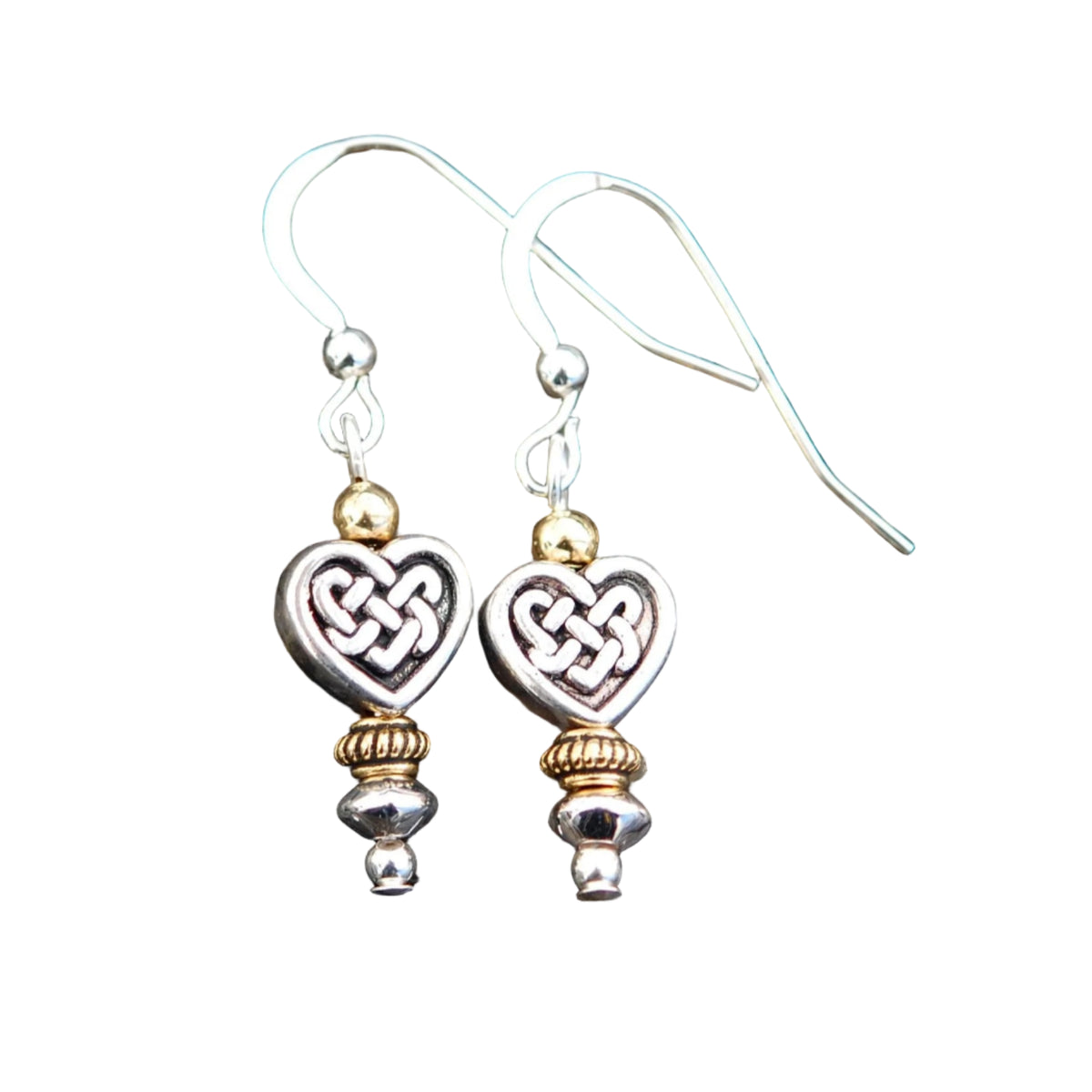 Cruthú Two - Toned Celtic Heart Earrings - The Celtic Gift Store - Earrings