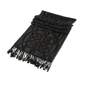 Double Sided Celtic Knot Scarf - Black - The Celtic Gift Store - Scarves & Shawls