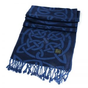 Double Sided Celtic Knot Scarf - Dark Blue - The Celtic Gift Store - Scarves & Shawls