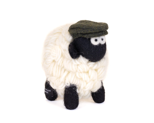 Knitted Sheep Collectible Mountain with Flat Cap Medium