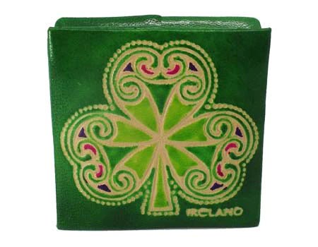 Genuine Leather Irish Shamrock Coin Purse - The Celtic Gift Store - Apparel & Accessories