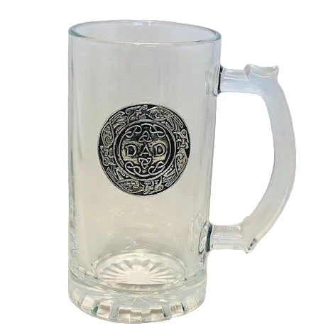 Glass Beer Tankard pewter design - Dad - The Celtic Gift Store - Drinkware