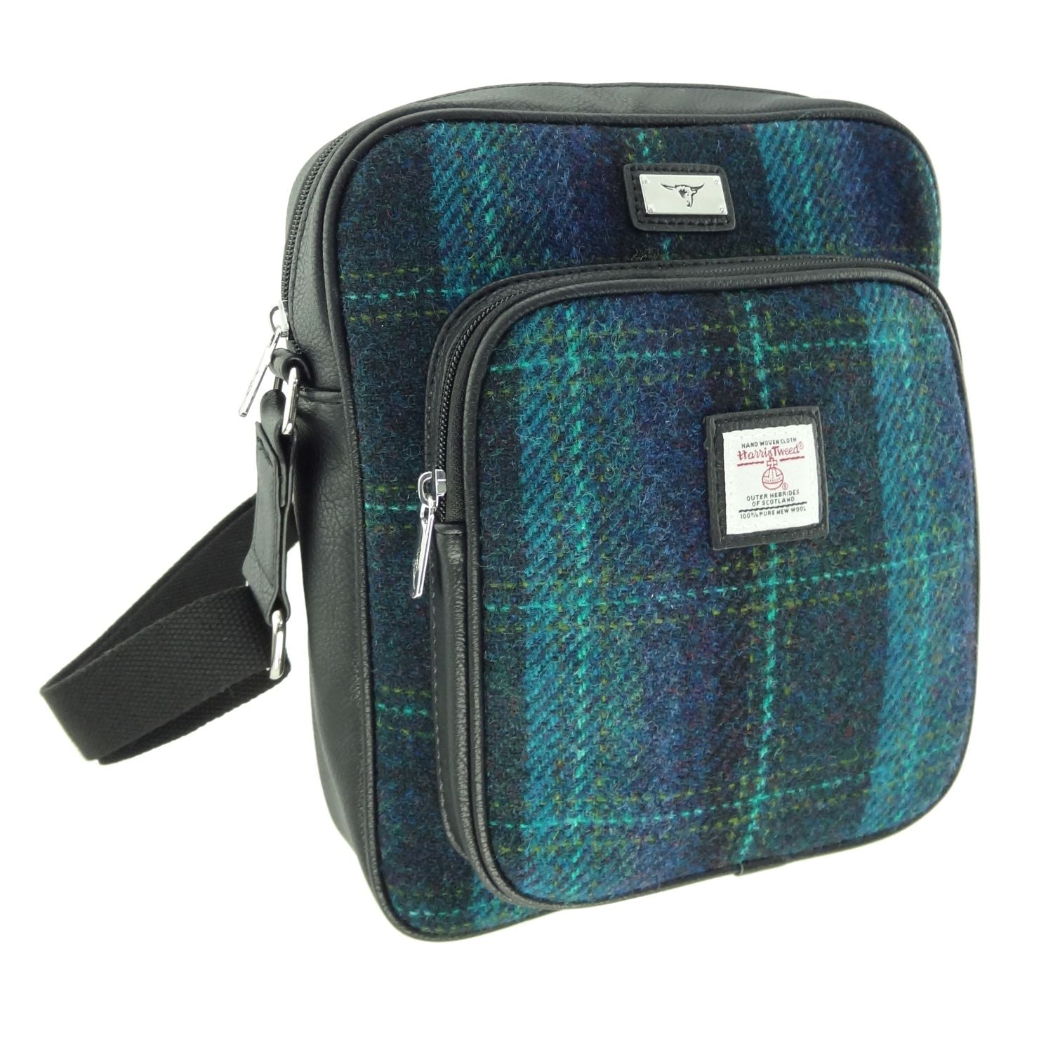 Glen Appin Blue and Turquoise Overcheck Harris Tweed Travel Bag - The Celtic Gift Store - Handbags