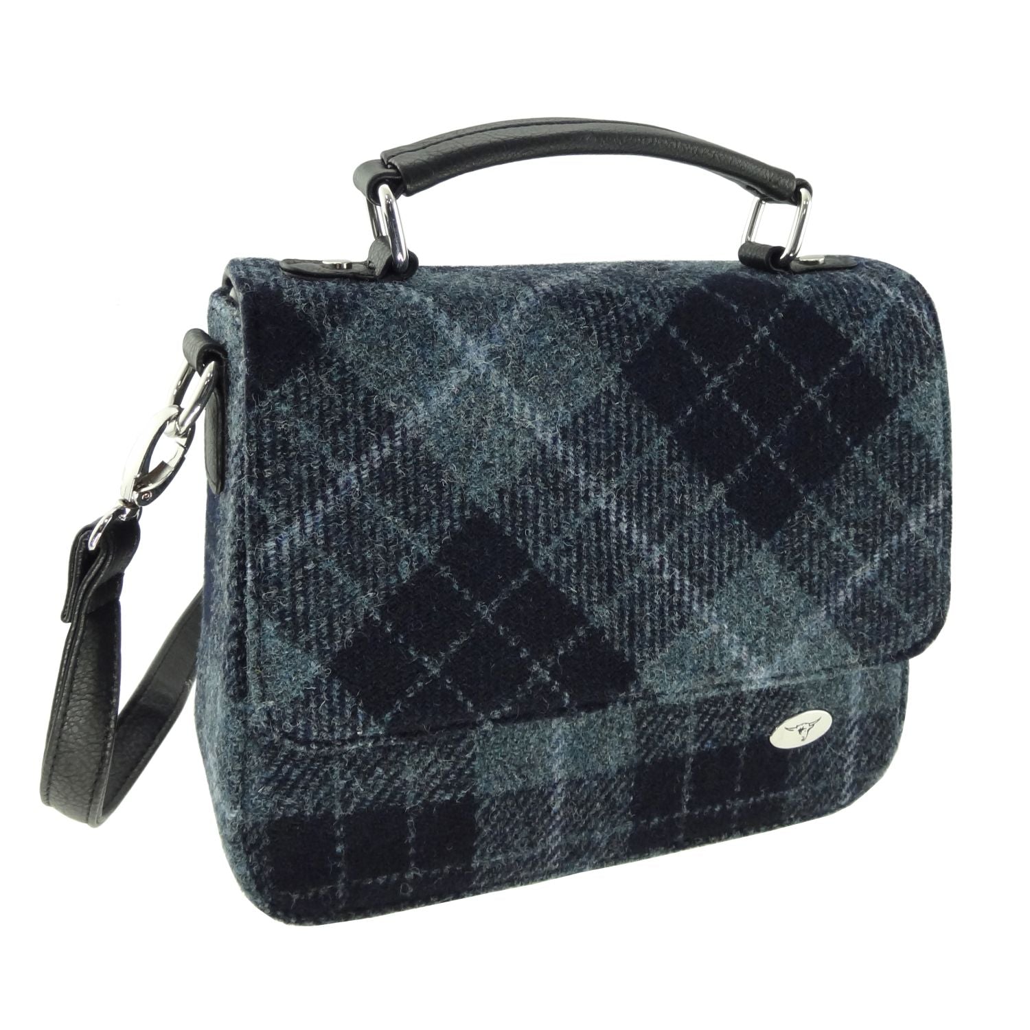 Glen Appin Grey and Black Tartan Harris Tweed Bag - The Celtic Gift Store - Handbags