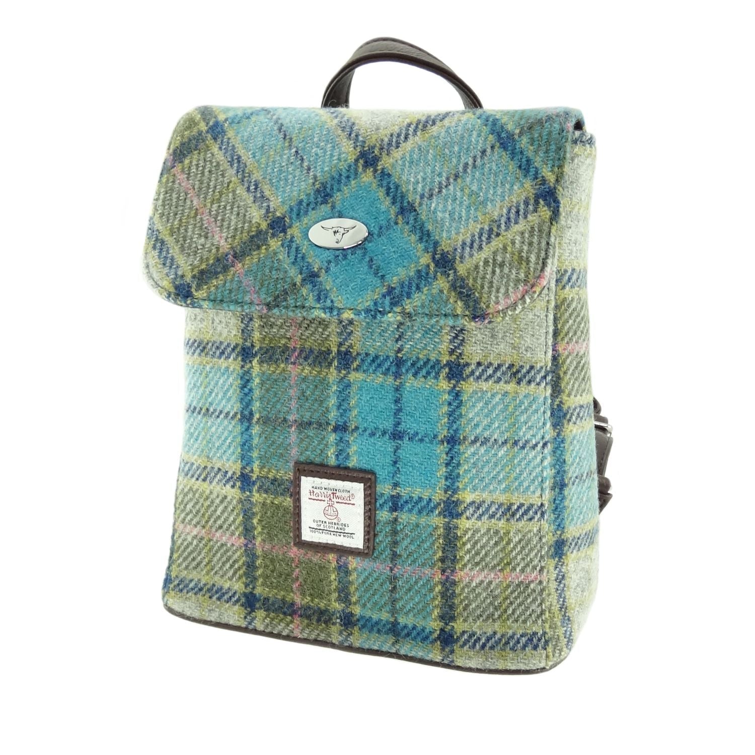 Glen Appin Turquoise Tartan Harris Tweed Mini Backpack - The Celtic Gift Store - Handbags