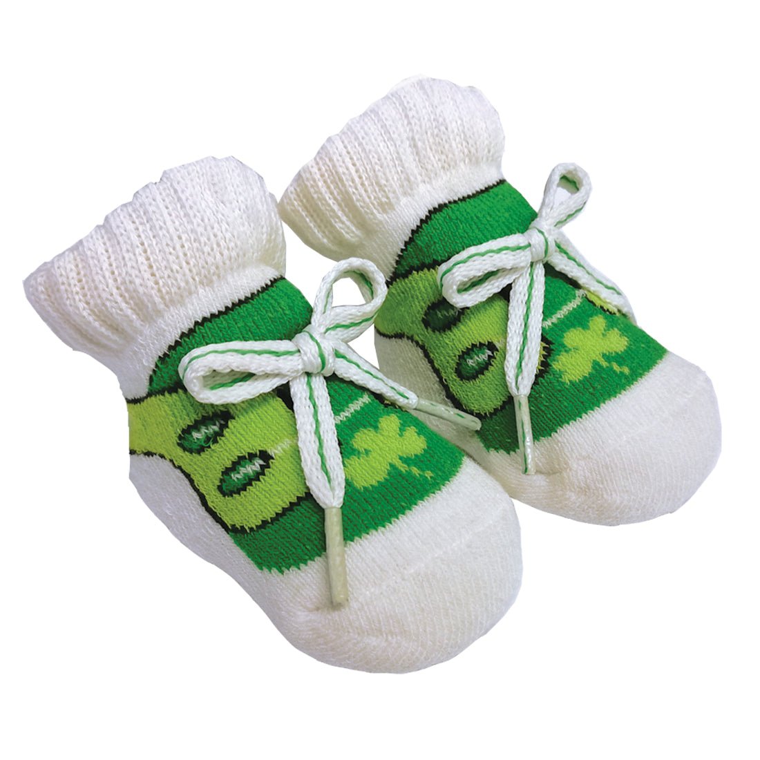 Green and White Shamrock Shoes Newborn Booties - The Celtic Gift Store - Clothing Accessories