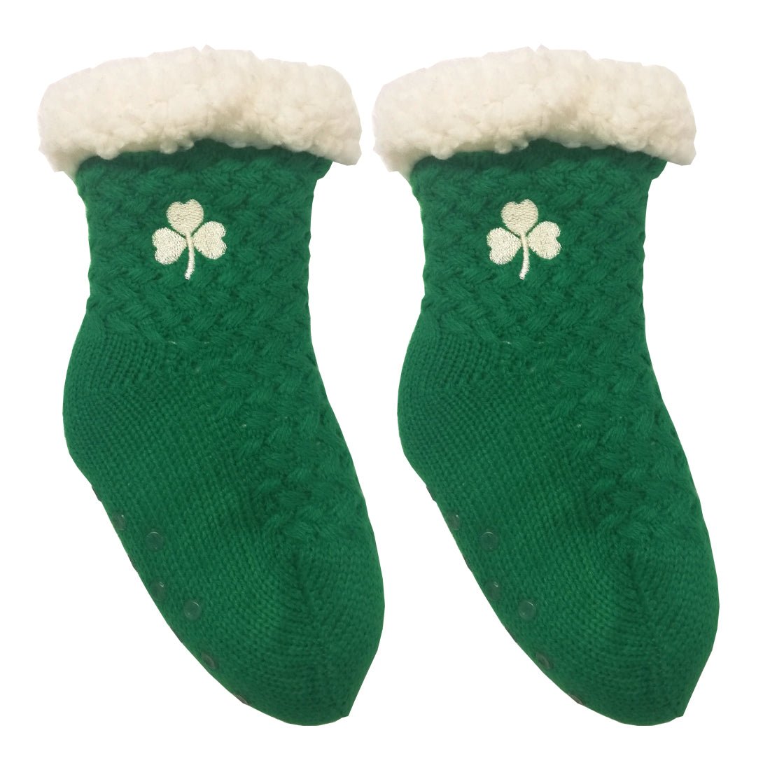 Green Emblem Shamrock Weave Kids Slipper