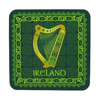Green Irish Harp Coaster - The Celtic Gift Store - Tableware