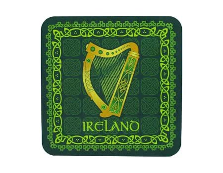Green Irish Harp Coaster - The Celtic Gift Store - Tableware