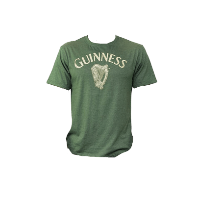 Guinness Green Vintage Heathered Harp T-Shirt - The Celtic Gift Store - Shirts & Tops