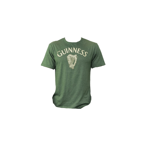 Guinness Green Vintage Heathered Harp T-Shirt - The Celtic Gift Store - Shirts & Tops