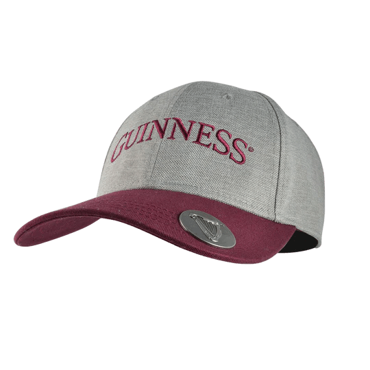 Guinness Grey Bottle Opener Cap with Maroon Detailing Adjustable - The Celtic Gift Store - Hats