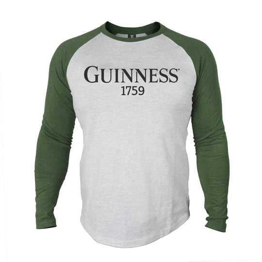 Guinness Heathered Gray Baseball Long Sleeved T-Shirt - The Celtic Gift Store - Shirts & Tops
