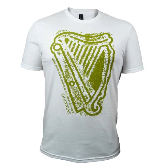 Guinness White T-Shirt with Green Harp - The Celtic Gift Store - Clothing