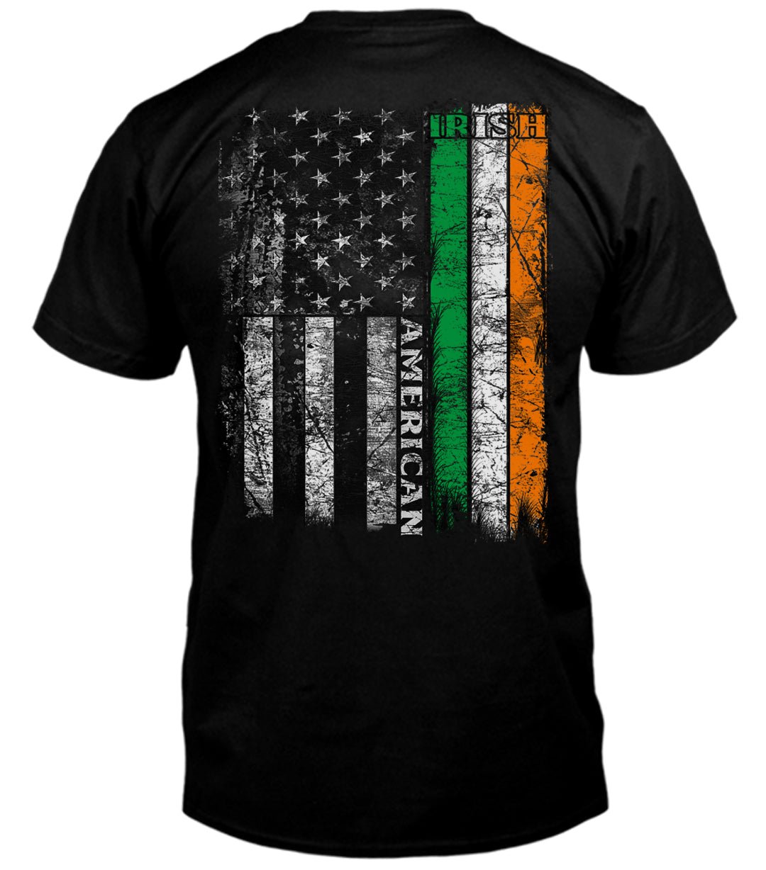 Ireland American Flag T-Shirt Black - The Celtic Gift Store - Clothing
