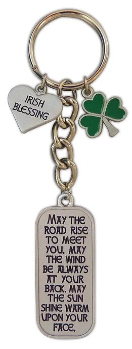 Irish Blessing Keyring with Shamrock Charm - The Celtic Gift Store - 