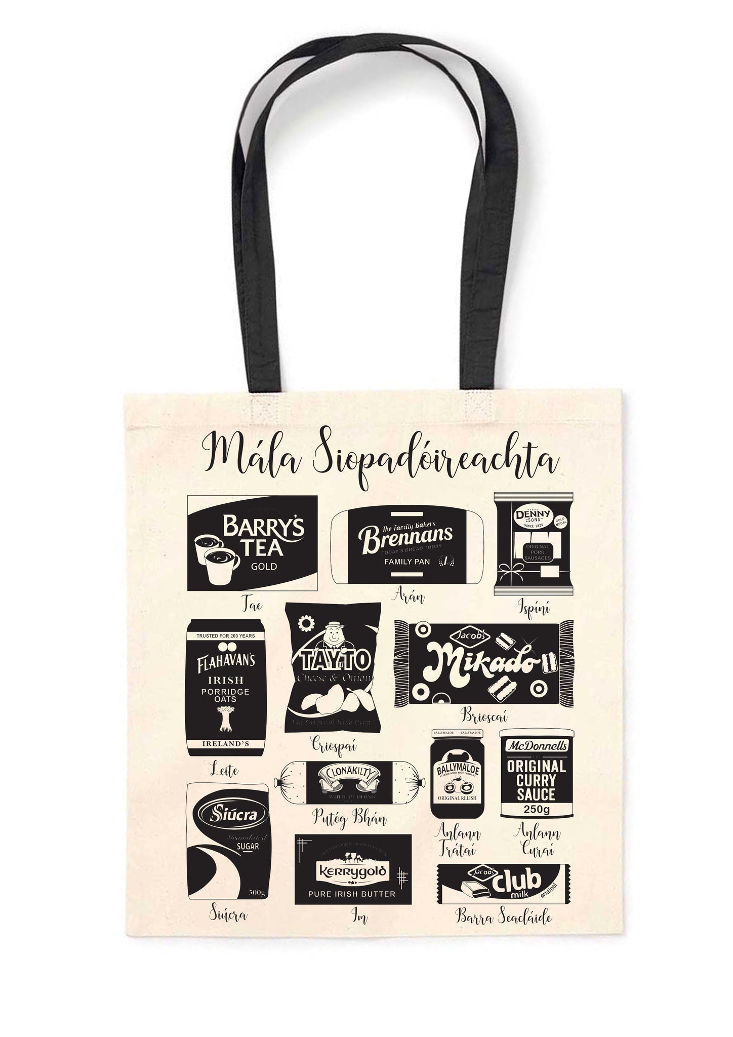 Irish Groceries Tote Bag - Mála Siopadóireachta - The Celtic Gift Store - Apparel & Accessories