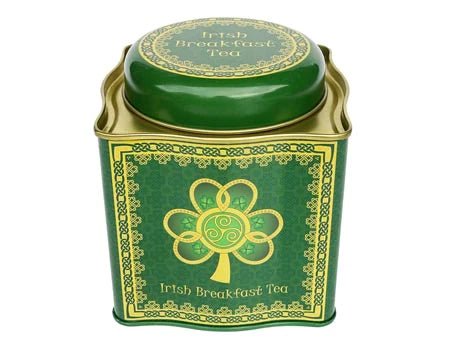 Irish Shamrock Spiral Irish Breakfast Tea Tin (50 Tea Bags) - The Celtic Gift Store - Food