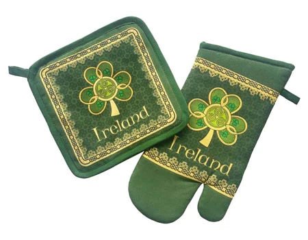 Irish Shamrock Spiral Oven Mitt & Pot Holder - The Celtic Gift Store - Kitchenware