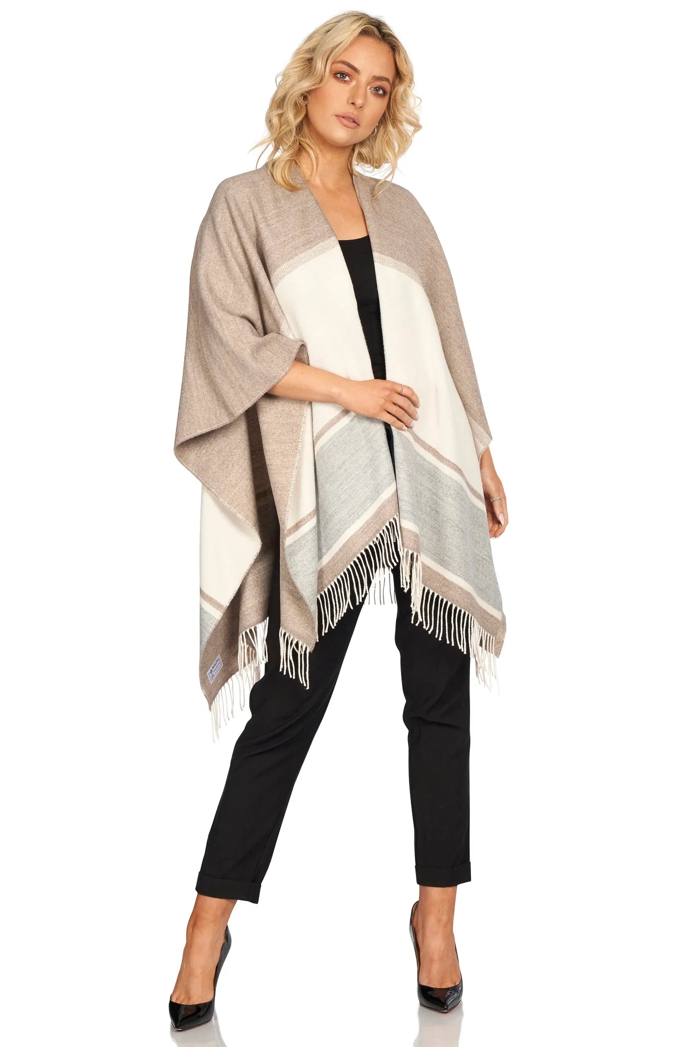 Jimmy Hourihan Colour Block Shawl - Neutrals - The Celtic Gift Store - Scarves & Shawls