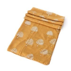Light Summer Scarf with Silver Tree of Life Pattern Mustard - The Celtic Gift Store - Neckware