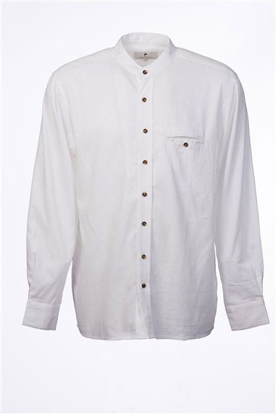 Men's Irish Collarless Linen Grandfather Shirt - Bleach White - The Celtic Gift Store - Clothing