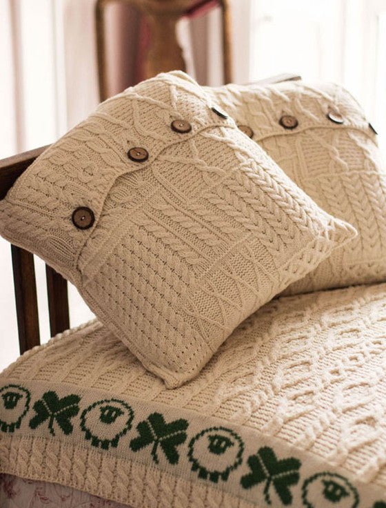 Merino White Wool Cushion Cover - The Celtic Gift Store - 