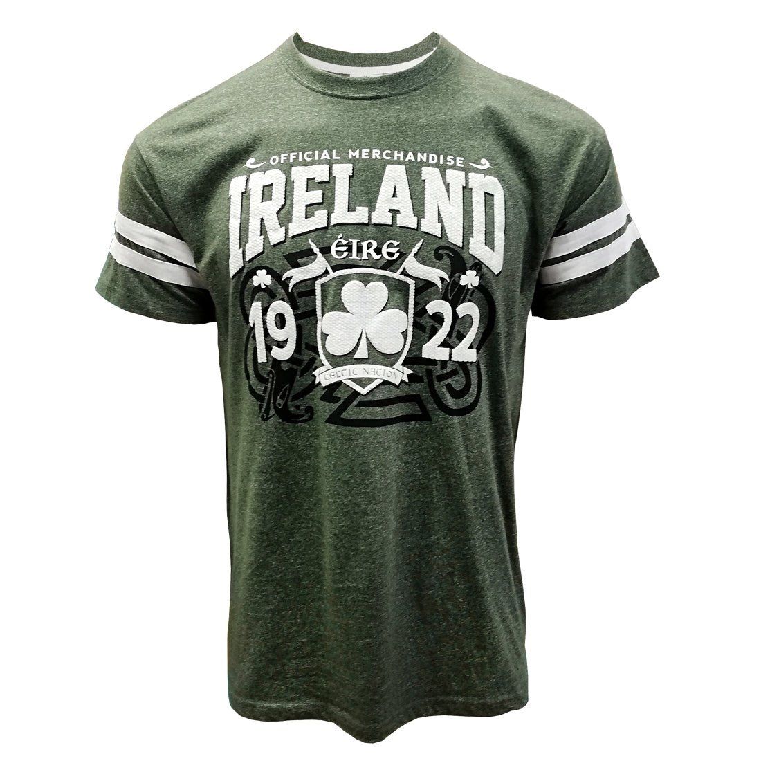 Moss Green Ireland Trademark Tape Sleeve T-Shirt - The Celtic Gift Store - Shirts & Tops