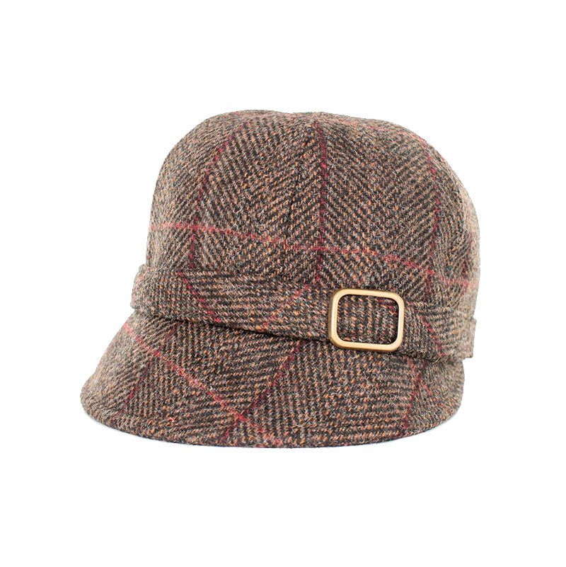 Mucros Weavers Dark Brown Check Tweed Flapper Cap 335 - The Celtic Gift Store - Hats