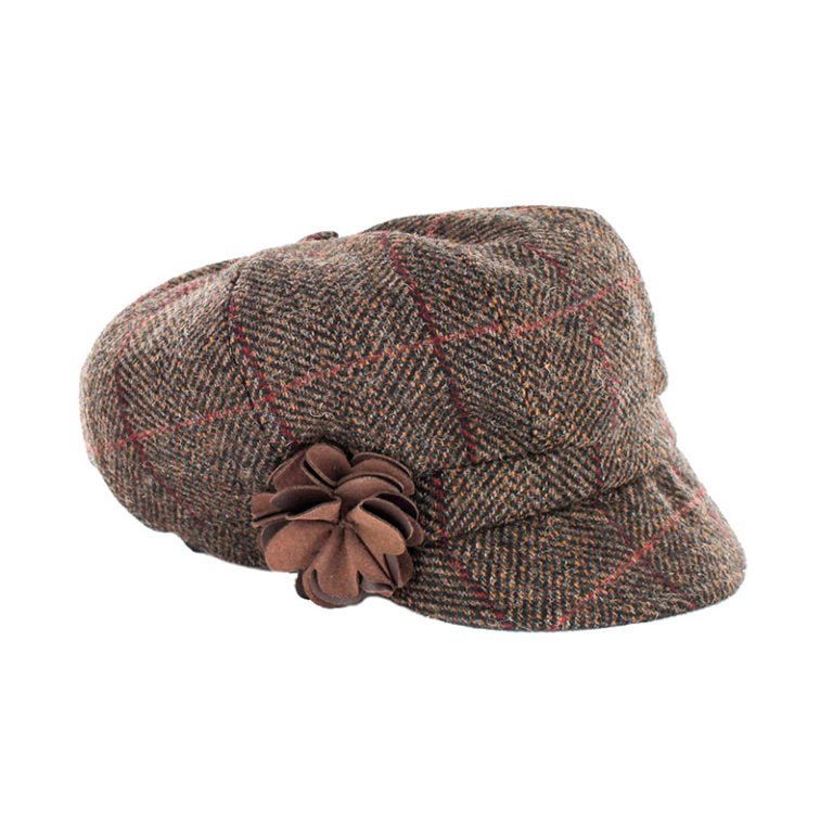 Mucros Weavers Dark Brown Check Tweed Newsboy Cap - 335 - The Celtic Gift Store - Hats