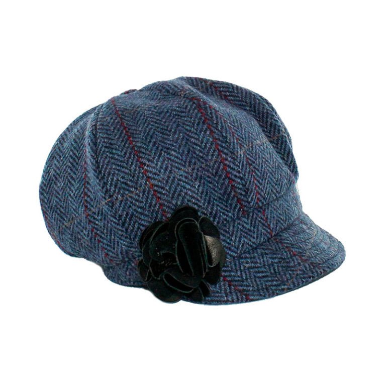 Mucros Weavers Deep Blue Check Tweed Newsboy Cap - 110 - The Celtic Gift Store - Hats