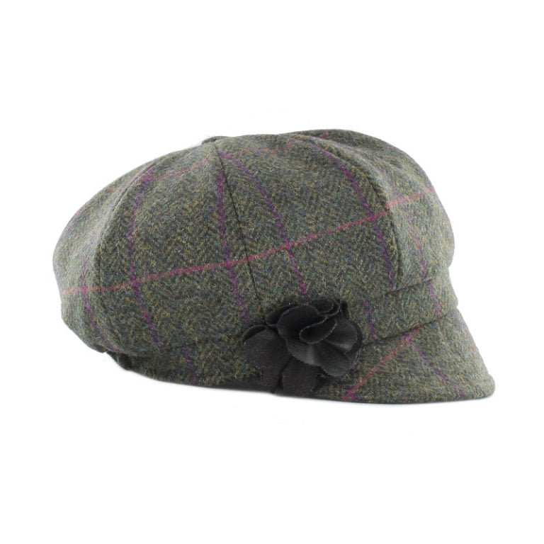 Mucros Weavers Forest Green Check Tweed Newsboy Cap - 150 - The Celtic Gift Store - Hats