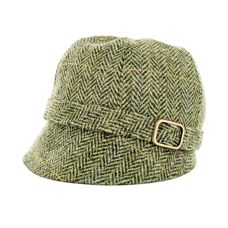 Mucros Weavers Green Herringbone Tweed Flapper Cap 51 - The Celtic Gift Store - Hats