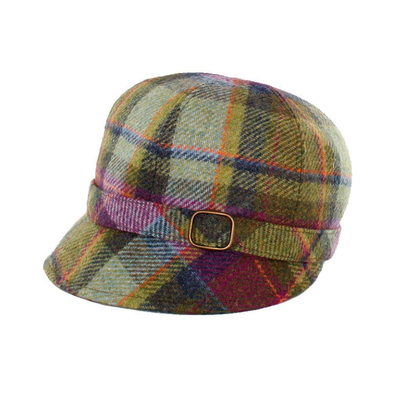 Mucros Weavers Green Multi Tartan Tweed Flapper Cap 574 - The Celtic Gift Store - Hats