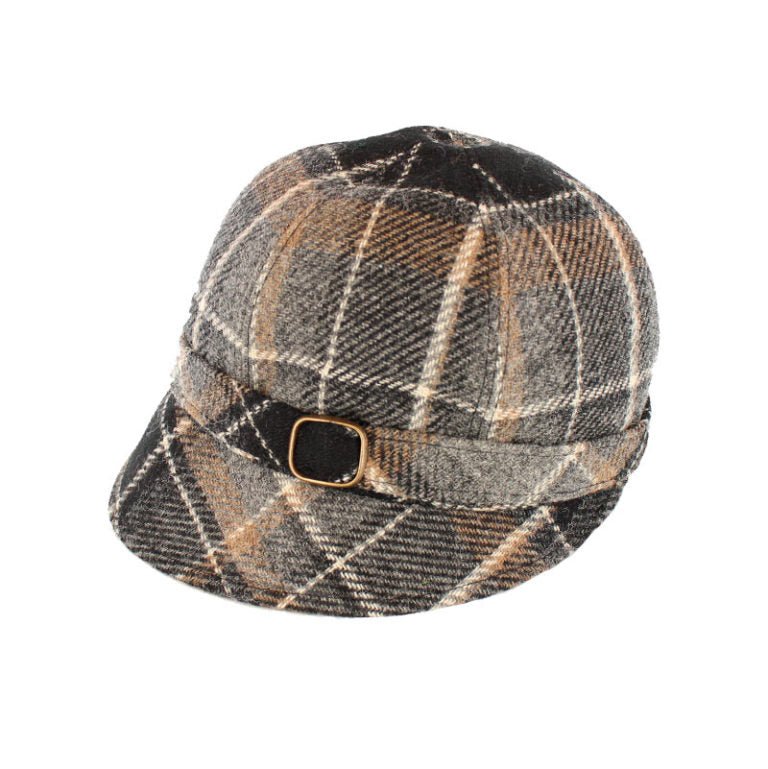 Mucros Weavers Multi Brown Tartan Tweed Flapper Cap 21 - The Celtic Gift Store - Hats