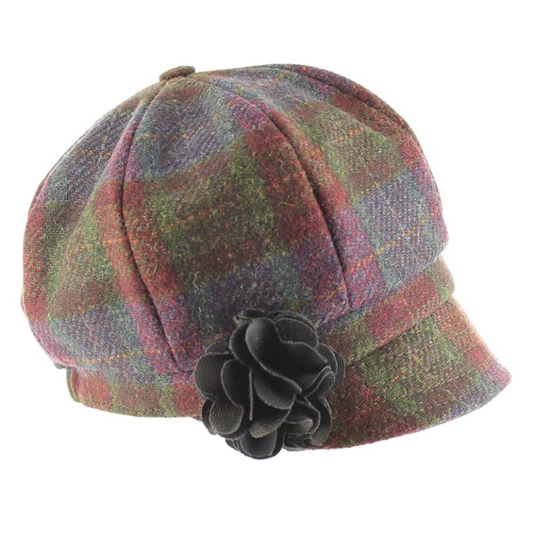 Mucros Weavers Red and Green Tartan Tweed Newsboy Cap - 79 - The Celtic Gift Store - Hats