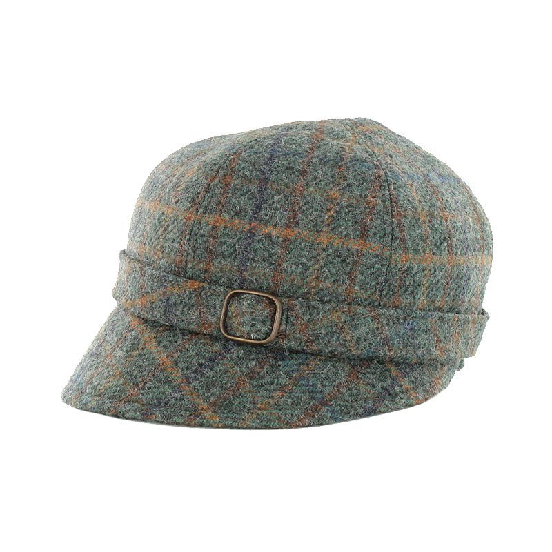 Mucros Weavers Seafoam Blue Check Tweed Flapper Cap 782 - The Celtic Gift Store - Hats