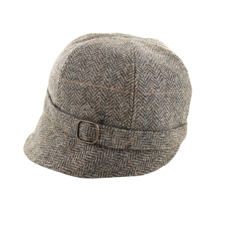 Mucros Weavers Tan and Grey Herringbone Tweed Flapper Cap 9105 - The Celtic Gift Store - Hats