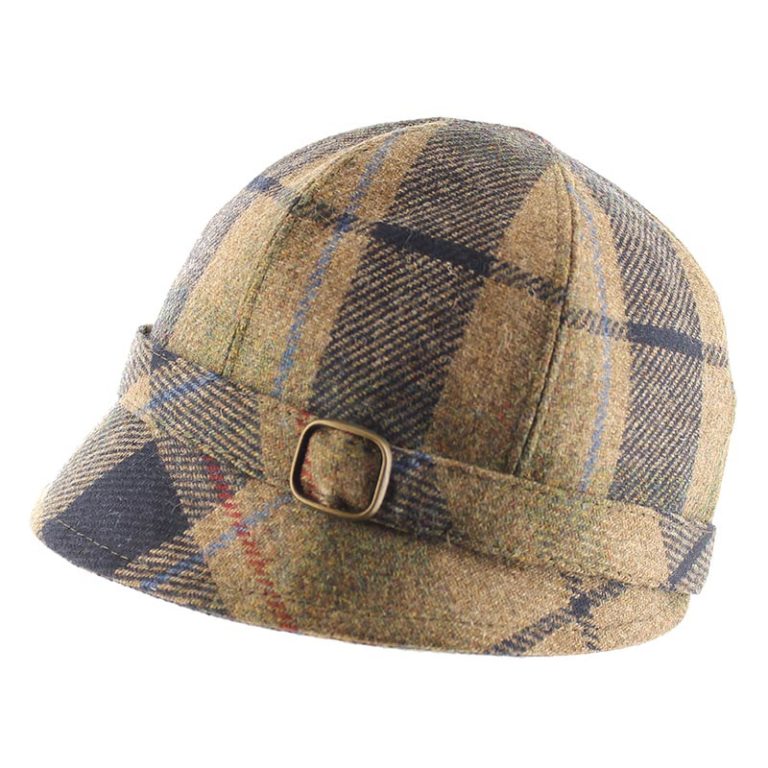 Mucros Weavers Tan and Grey Tartan Tweed Flapper Cap 832 - The Celtic Gift Store - Hats