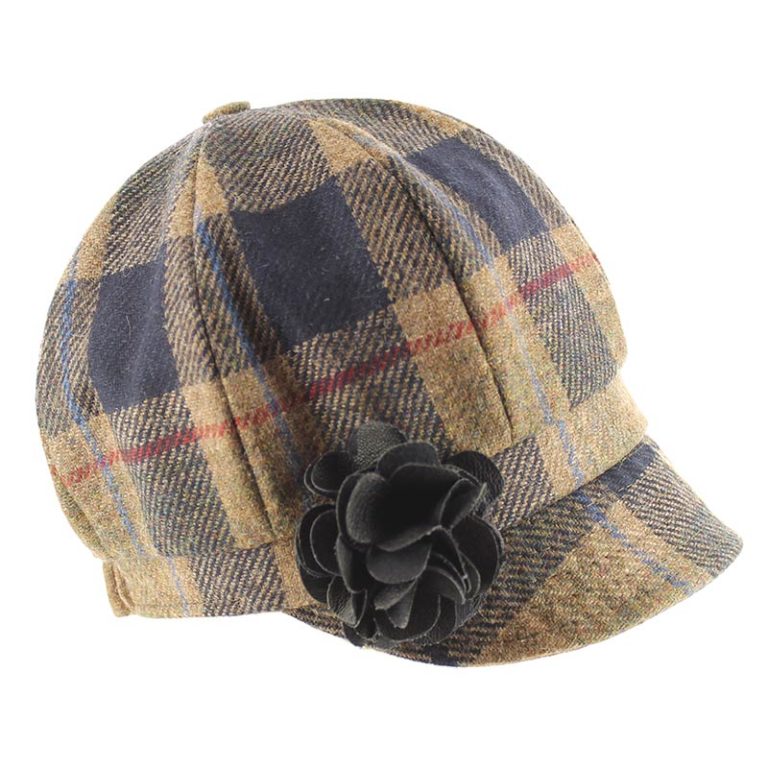 Mucros Weavers Tan and Grey Tartan Tweed Newsboy Cap - 832 - The Celtic Gift Store - 