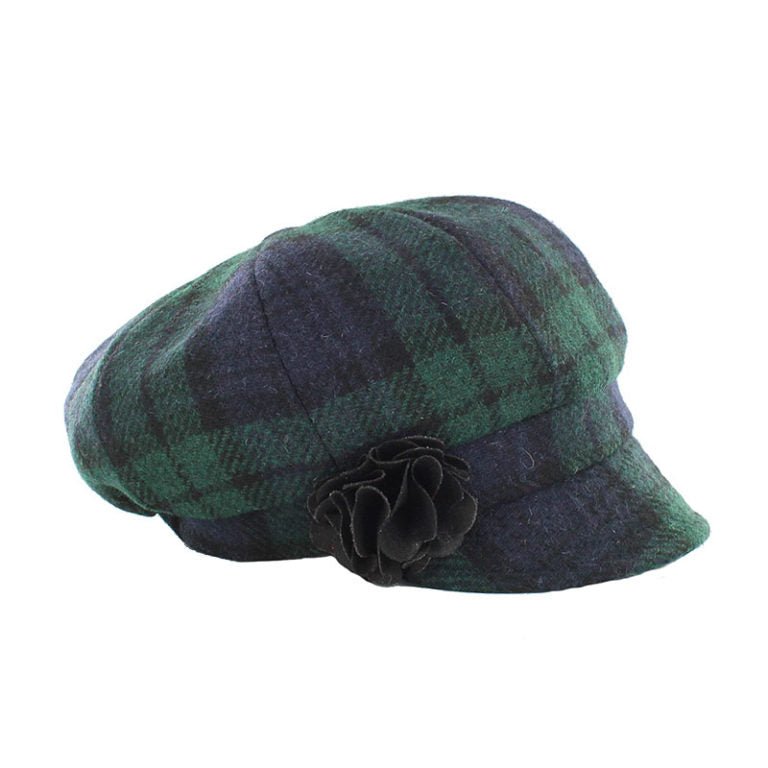 Mucros Weavers Teal and Purple Tartan Tweed Newsboy Cap - 196 - The Celtic Gift Store - Hats