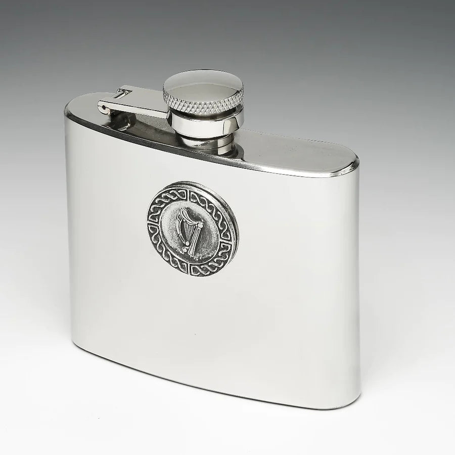 Mullingar Pewter Celtic Harp Hip Flask - The Celtic Gift Store - Drinkware