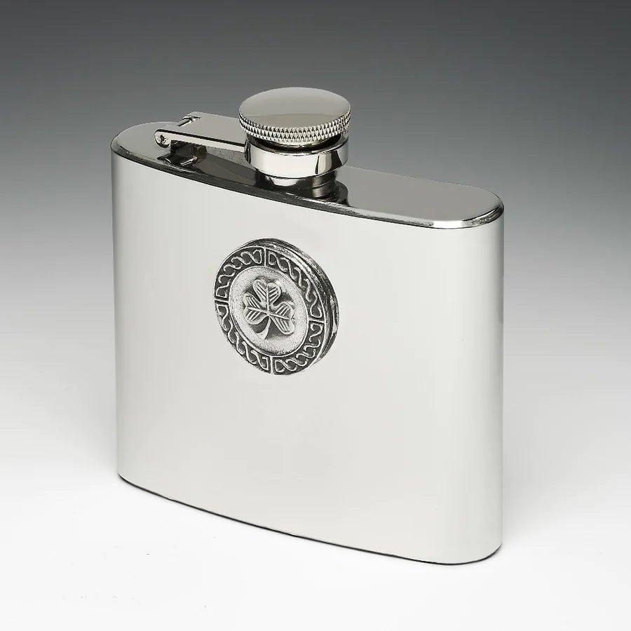Mullingar Pewter Shamrock Celtic Knot Hip Flask - The Celtic Gift Store - Drinkware