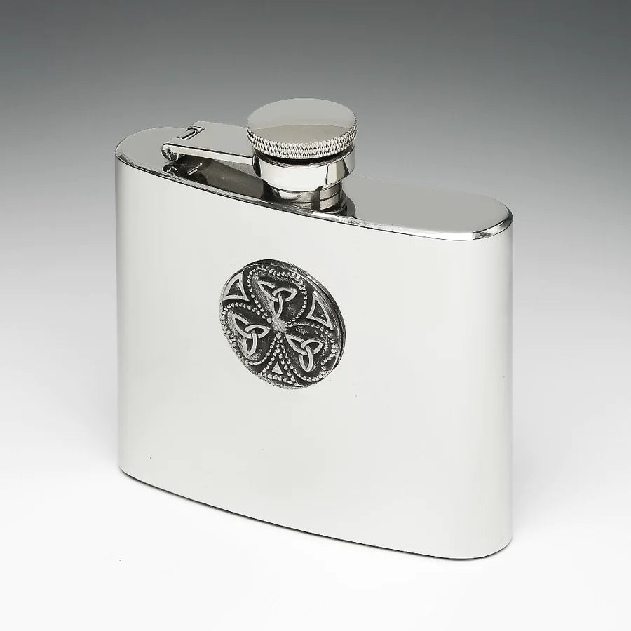 Mullingar Pewter Trinity Knot Shamrock Hip Flask - The Celtic Gift Store - Drinkware