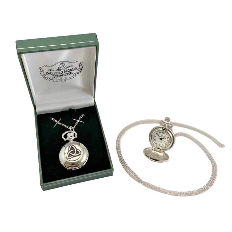 Mullingar Pewter Trinity Pocket Watch Necklace - The Celtic Gift Store - Necklaces