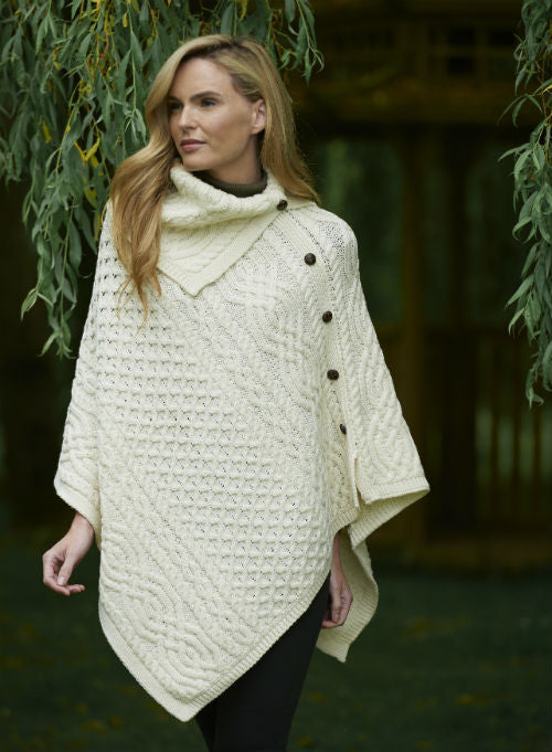 West End Cowl Neck Poncho - Natural