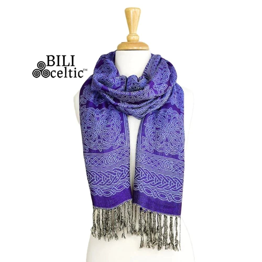 Noreen Celtic Knot Scarf - Purple/Light Blue - The Celtic Gift Store - Scarves & Shawls