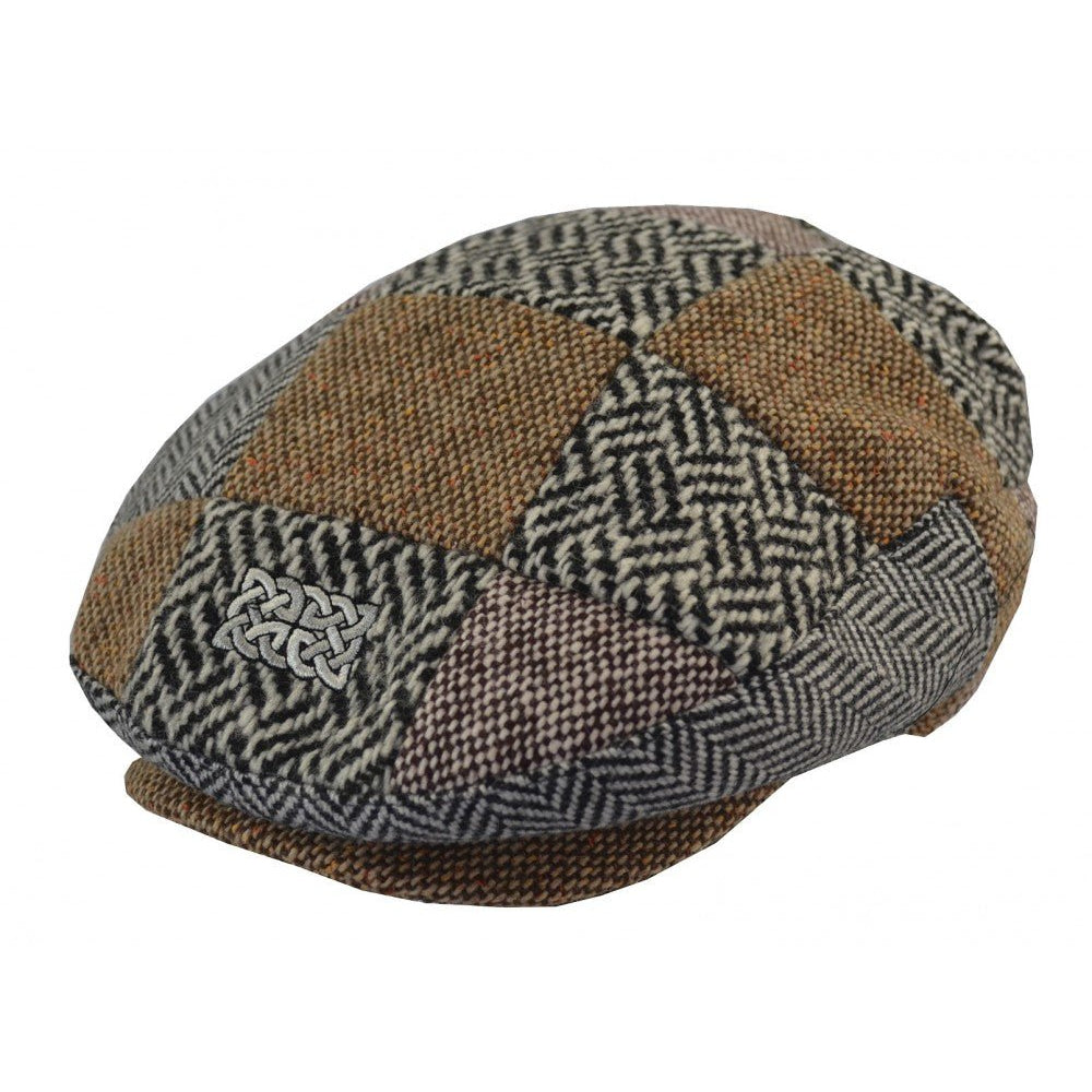 Patrick Francis Adults Mutli Tweed Patch Flat Cap - The Celtic Gift Store - 